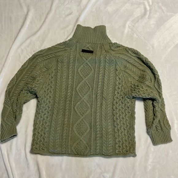 Green Fear of God Essentials Cable Knit Turtleneck - Picture 9 of 11
